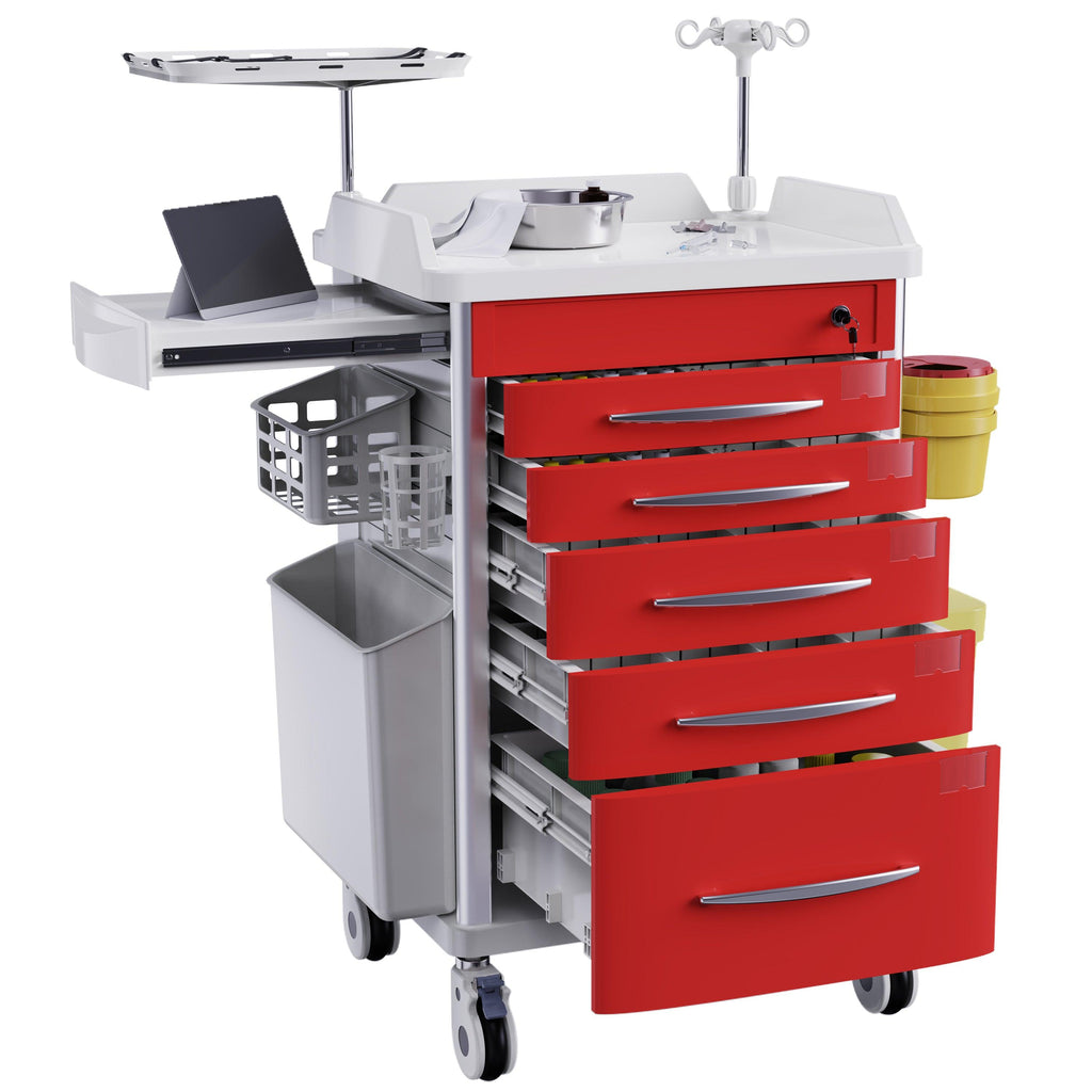 Emergency Crash Cart | Hospital Resuscitation Trolley with Drawers